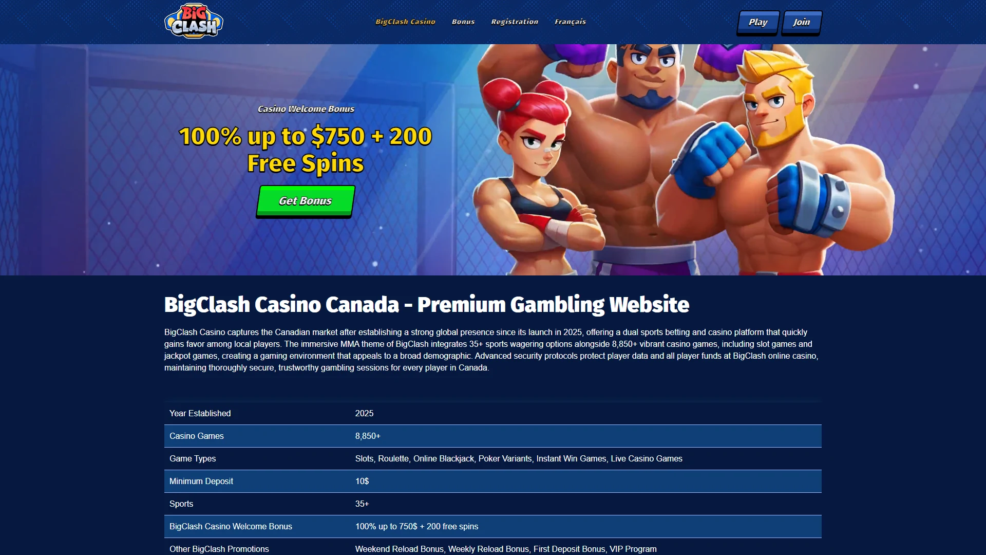 BigClash cashier: deposit and withdrawal options